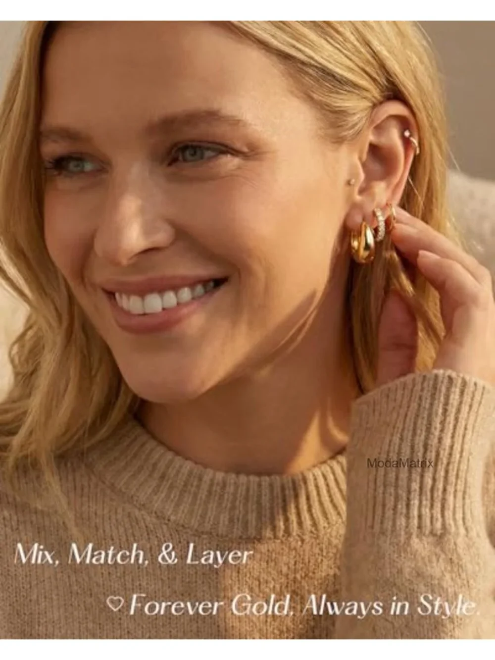 14K Gold Plated Small Hoop Earring Set for Women, Mixed Sizes